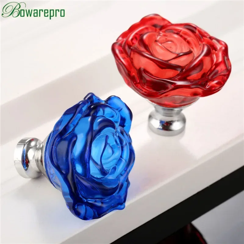 Furniture Hardware Supplies - Bowarepro 50MM 크리스탈 로즈 유리 손잡이