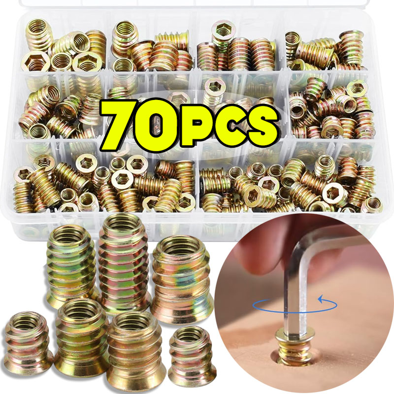 Furniture Hardware Threaded Inserts - 70개 나사산 인서트 너트 E-너트 키트