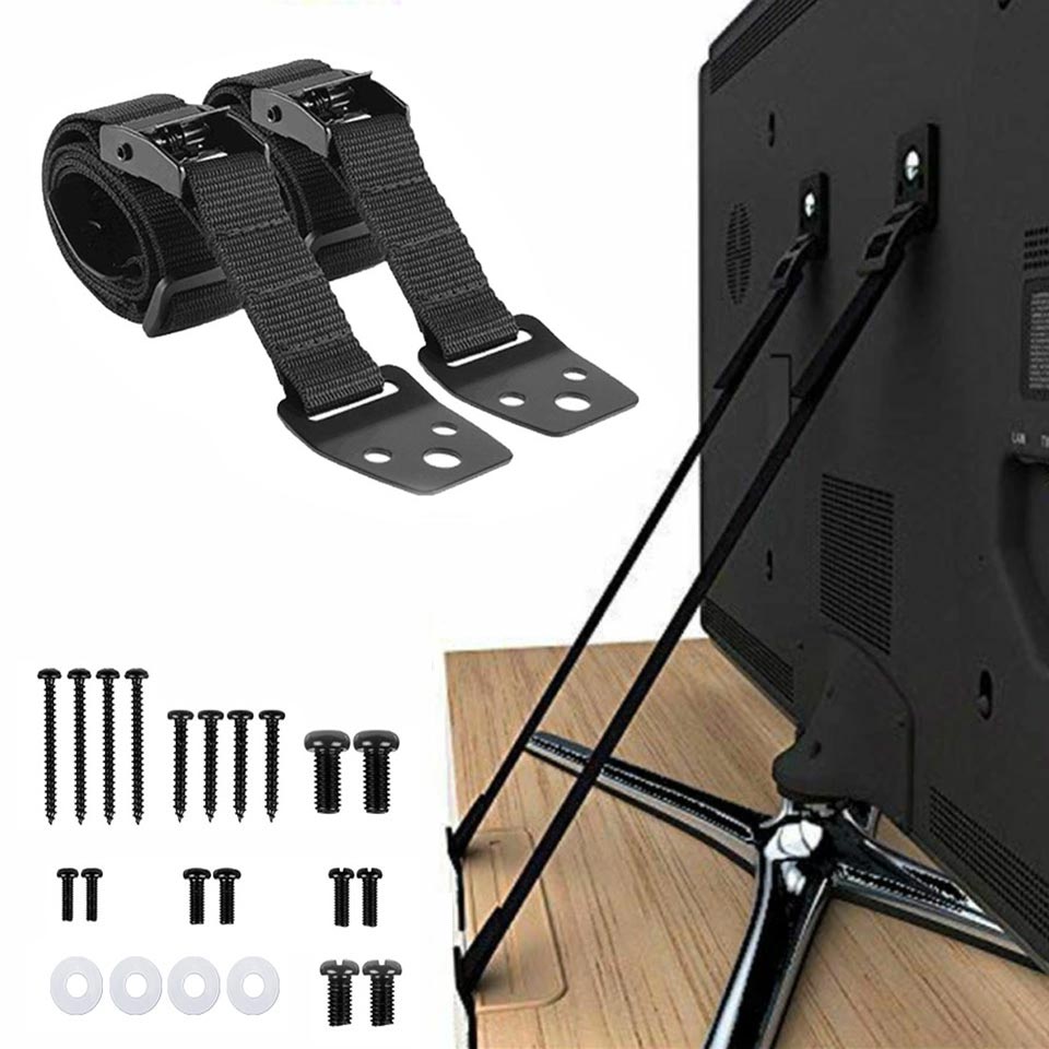 Furniture Hardware Supplies - 2팩 조절 가능한 TV 안전 스트랩,