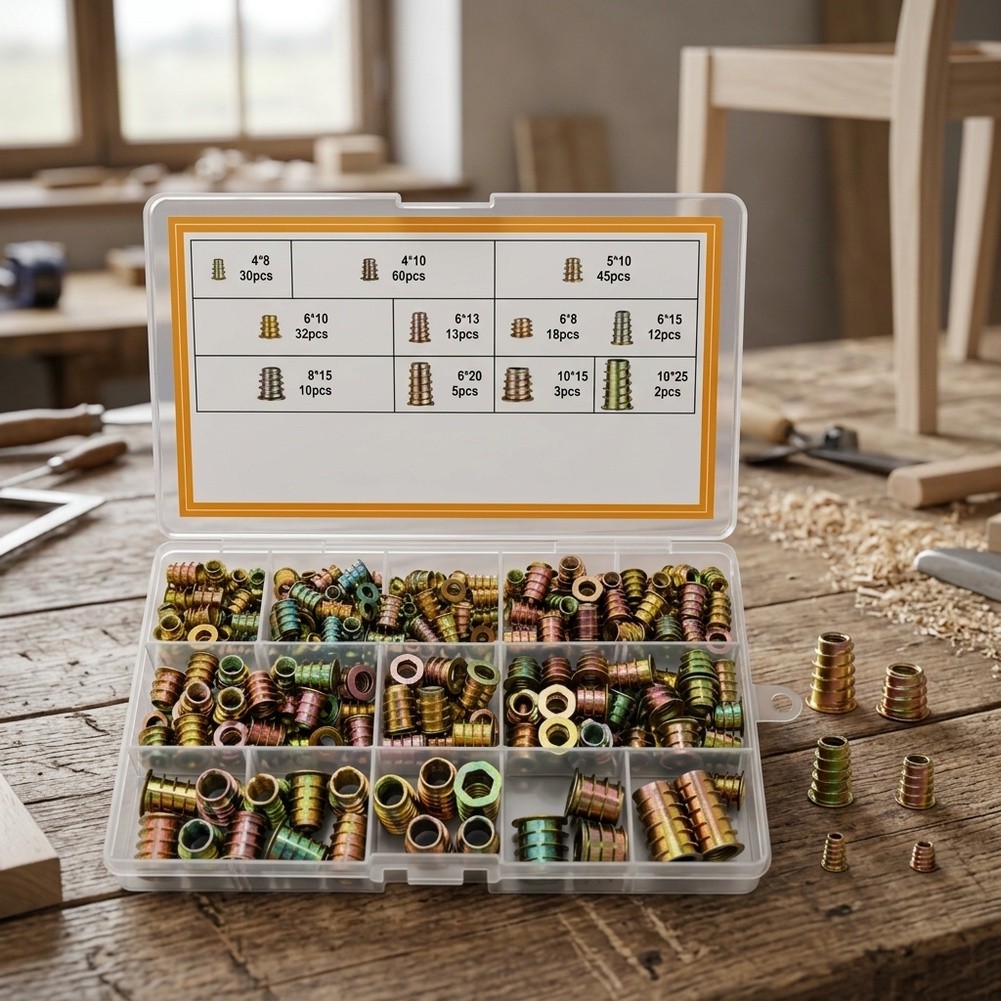 230개입 아연 합금 나사산 삽입물 세트, 육각 렌치로 - Furniture Hardware Threaded Inserts 리뷰 및 가격