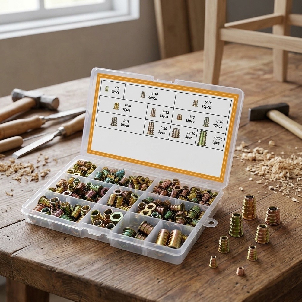 230개입 아연 합금 나사산 삽입물 세트, 육각 렌치로 - Furniture Hardware Threaded Inserts 리뷰 및 가격