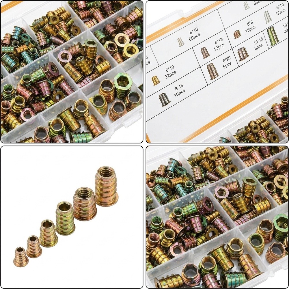 아연 합금 나사산 삽입형 부품 세트, 육각 렌치로 조립 - Furniture Hardware Threaded Inserts 리뷰 및 가격