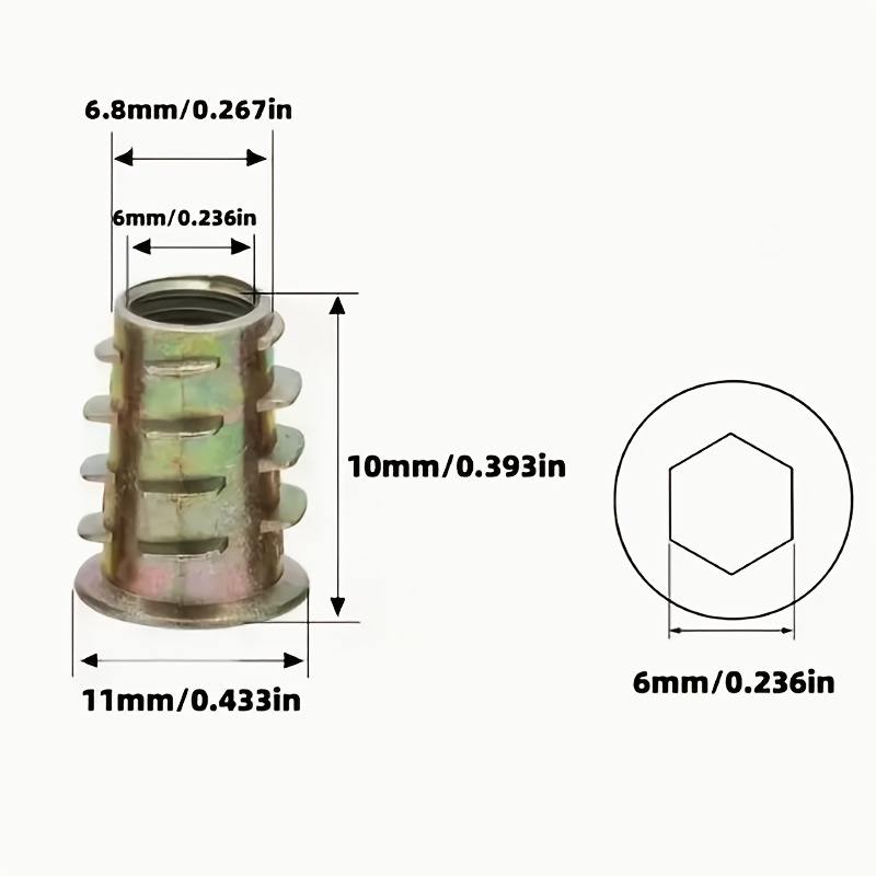 100개 아연 도금 합금 나사산 인서트 M6 너트, 사 - Furniture Hardware Threaded Inserts 리뷰 및 가격