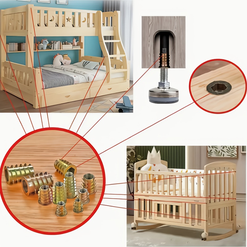 100개 아연 도금 합금 나사산 인서트 M6 너트, 사 - Furniture Hardware Threaded Inserts 리뷰 및 가격